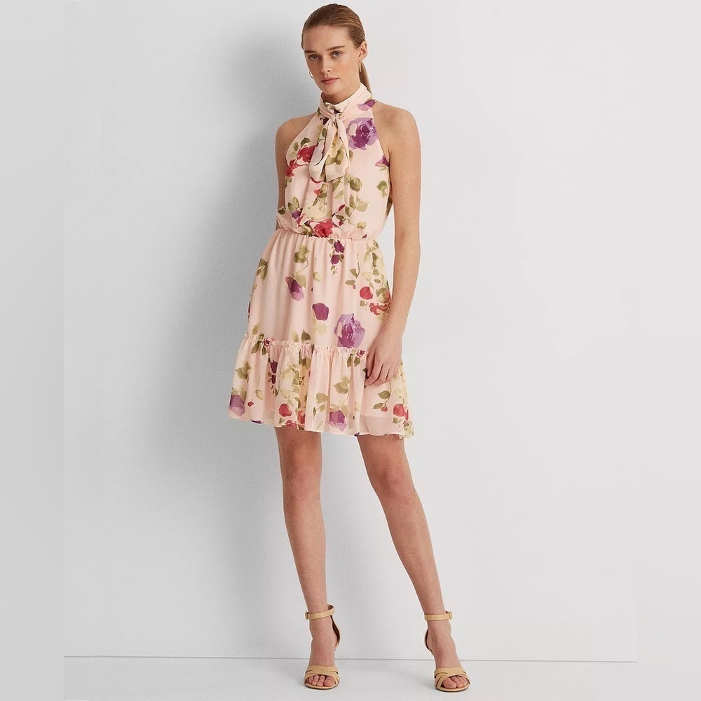 LAUREN RALPH LAUREN Floral Chiffon Sleeveless Dress 12​ - Picture 2 of 10